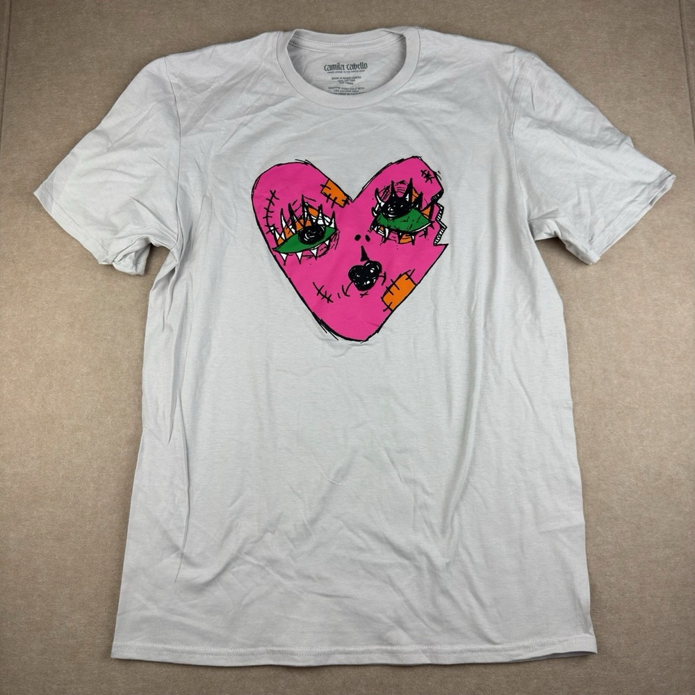 Camila Cabello Shirt Men M White Pink Heart‎ Graphic Tee Familia Album Tour